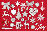 Christmas Joy Sign and Silver Decorations