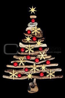 Snowflake and Star Abstract Christmas Tree