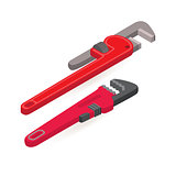 Plumber wrench, spanner. Isometric construction tools.