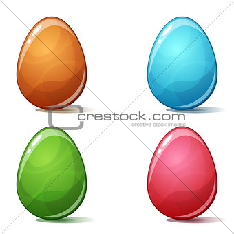 Cartoon four color egg on the white bckground.