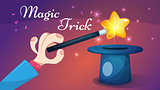 Magic wand, trick - cartoon illustration.