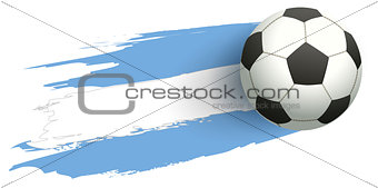 Soccer ball fly background flag of Argentina
