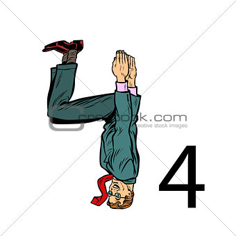 number four 4. Business people silhouette alphabet
