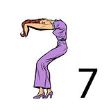 number seven 7. Business people silhouette alphabet