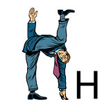 letter H aitch haitch. Business people silhouette alphabet