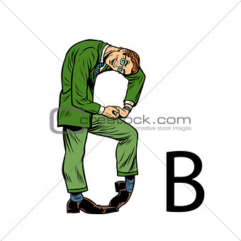 letter B bee. Business people silhouette alphabet
