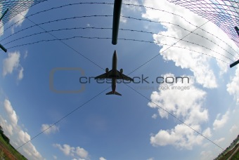 Stock photo of a silhouette of an aeroplane