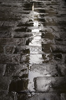 Wet paved street background