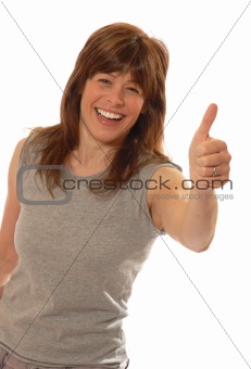 cute young lady thumbs up