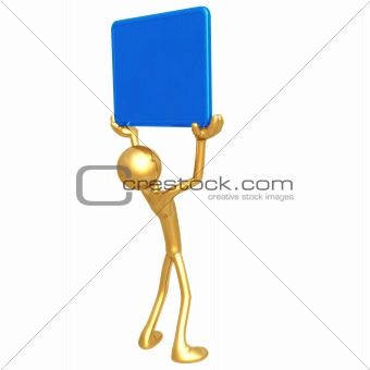 Character Holding Up A Blank Sign