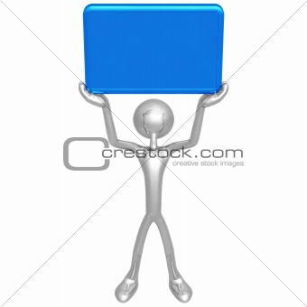 Character Holding Up A Blank Sign