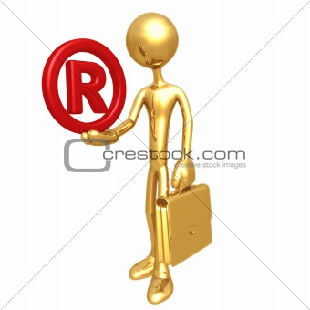 Businessman Holding Registered Symbol