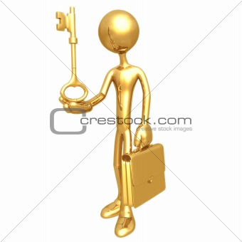 Businessman Holding Golden Key