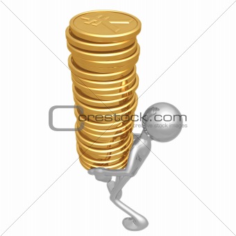 Gold Yen Coins Tower