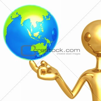 Gold Guy With World On His Finger