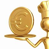 Golden Chef Serving A Euro Coin