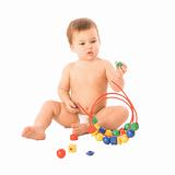 Boy with multicolored cubes
