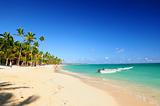 Sandy beach on Caribbean resort 