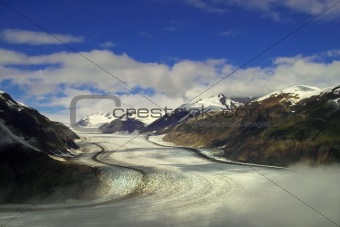 Salmon Glacier in Alaska, near Hyder, next to border to British Columbia, Canada