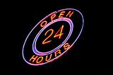 neon 'Open 24 hours' sign