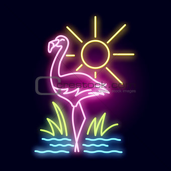 Tropical Flamingo Neon Light Scene
