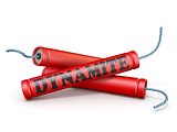 Red dynamite sticks 3D rendering illustration on white backgroun