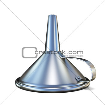 Metal funnel 3D rendering illustration on white background