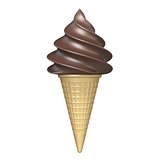 Soft serve chocolate ice cream 3D rendering illustration