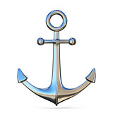 Steel anchor 3D rendering illustration on white background