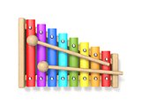 Wooden xylophone with two wood drum sticks 3D