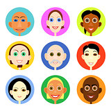 Multiethnic avatars set in flat vector style