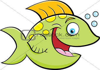 Cartoon Smiling Fish Blowing Bubbles