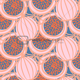 Abstract drawn fig fruit hot pink seamless vector pattern.