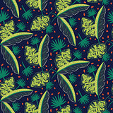 Jungle woods pattern. Green dark blue abstract textured vector background.
