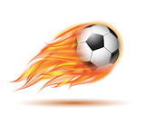 Flying football or soccer ball on fire.
