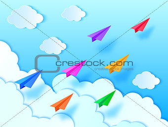 airplanes,blue sky and clouds