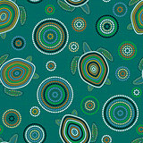 Australian Aboriginal Art. Sea turtles. Seamless pattern. Background green