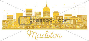 Madison City skyline golden silhouette.