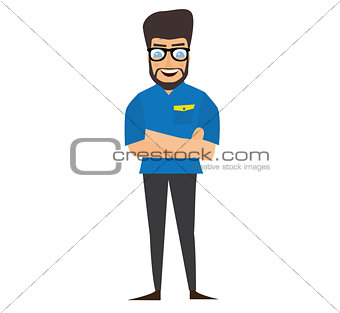 Casually Handsome Standing Man Isolated on White Background.