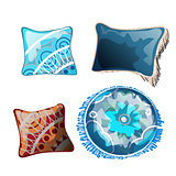 Set of cushions for the interior. Vector illustration.
