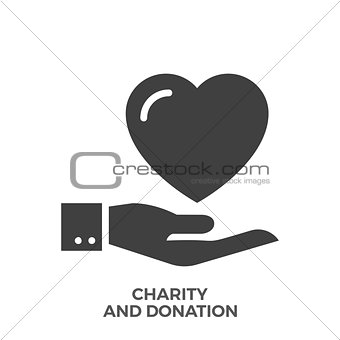 Charity and Donation Glyph Vector Icon.