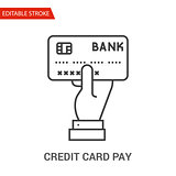 Credit Card Pay Icon. Thin Line Vector Illustration