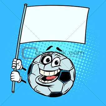 National flag form template. Football soccer ball. Funny charact