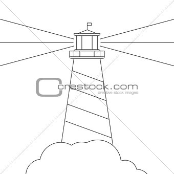 black and white vector lighthouse, isolated on white