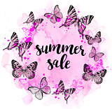Summer abstract background with butterflies