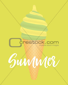 Summer Abstract Poster Background with Ice Cream. Vector Illustration