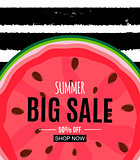 Abstract Summer Sale Background with Watermelon. Vector Illustration