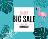 Abstract Summer Sale Background with Frame. Vector Illustration