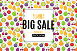 Abstract Summer Sale Background with Frame. Vector Illustration