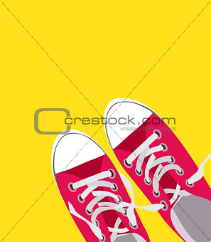 Pair of shoes on color background Vector Illustration
